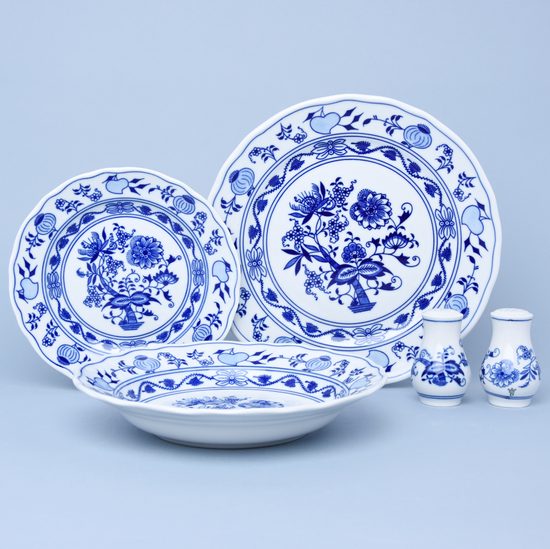 Plate set for 6 pers. Big Hami Blue Onion Pattern, Original Blue Onion Pattern