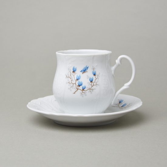 Hrnek Jonáš 310 ml + podšálek 155 mm, Thun 1794, karlovarský porcelán, BERNADOTTE motýli