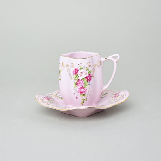 Cup 100 ml and saucer 13 cm, Regina, Rose China Chodov