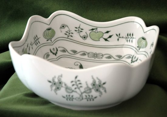 Bowl salad square 18 cm, Green Onion Pattern, Cesky porcelan a.s.