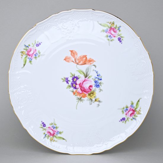 Cake plate 32 cm, Thun 1794 Carlsbad porcelain, BERNADOTTE Meissen Rose