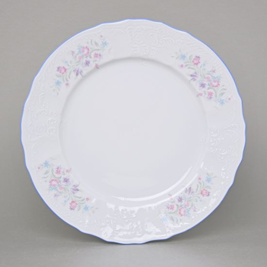 Diner plate 25 cm, Thun 1794 Carlsbad porcelain, BERNADOTTE blue-pink flowers