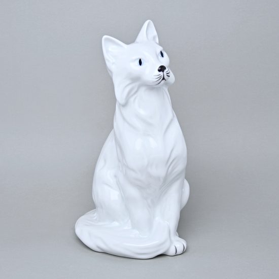 Kočka Bílá 22,5 x 17 x 34 cm, Luxor, Porcelánové figurky Duchcov