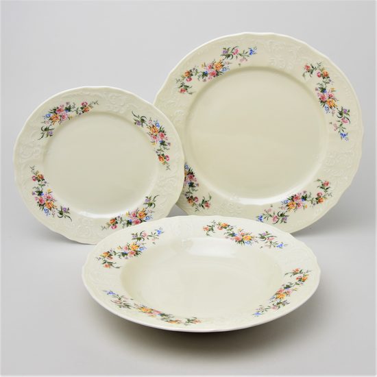 Plate set for 6 pers., Thun 1794 Carlsbad porcelain, BERNADOTTE ivory + flowers