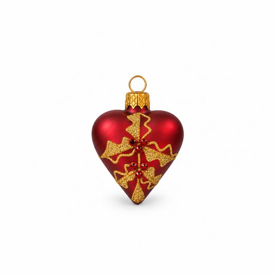 Christmas Tree Decoration Heart, Burgundy, Czech Glass christmas decorations