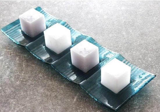 Advent Glass candlestick PALMER, turquoise stripes, 36x12 cm, BDK - Glass