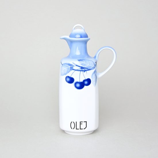 Oil cruet 0,5 l, Thun 1794 Carlsbad porcelain, BLUE CHERRY