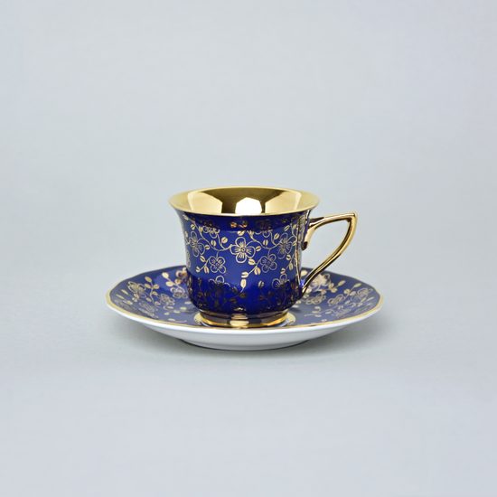 Cup 80 ml and saucer Windsor mocca, Dark blue, Leander 1907