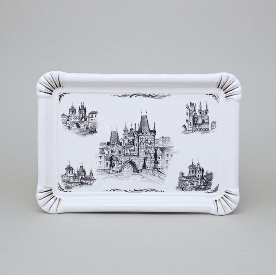 Porcelain Tray with Prague Motifs (Decor No. 3), Vilém Janoušek, Český porcelán a.s.