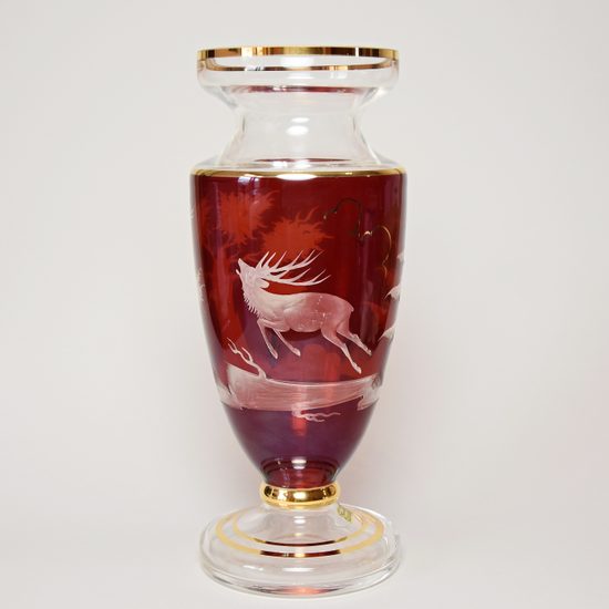 Egermann: Váza červená lazura, 30,5 cm, křišťálové vázy Egermann