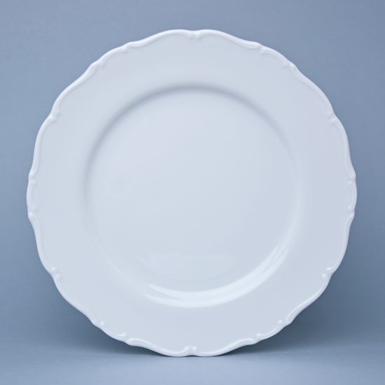 Plate dining 27 cm, Ophelia white with bottom sign, Thun 1794