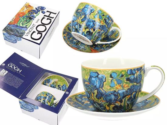 Šálek 250 ml + podšálek 150 mm, Vincent van Gogh, Kosatce, porcelán Carmani