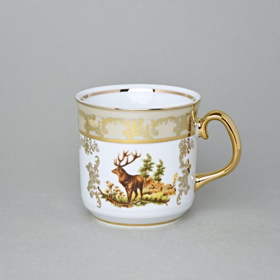 Mug Gustav 0,31 l, Hunting brown plus gold, Carlsbad porcelain