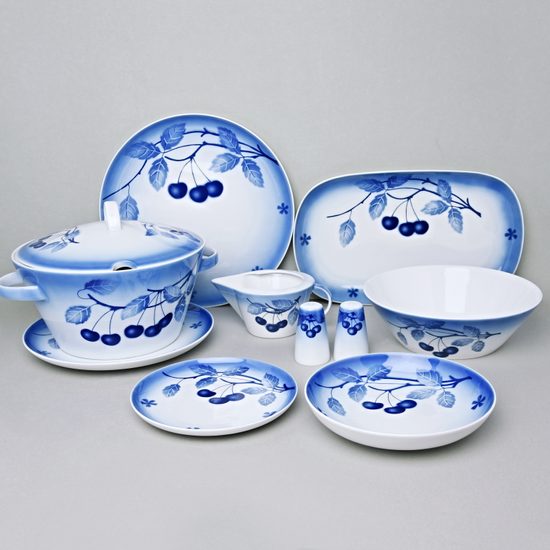 Tom 30112, Dining set for 6 pers., Thun 1794 Carlsbad porcelain, Blue cherry