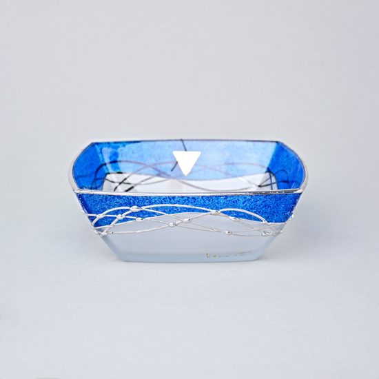 Studio Miracle: Miska modrá - cín, 16 cm, ruční dekorace Vlasta Voborníková