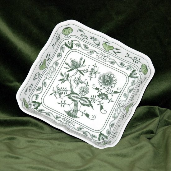 Salad dish square 24 cm, Green Onion Pattern, Cesky porcelan a.s.