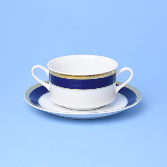 Sabina 767: Soup cup 300 ml + saucer, cobalt blue + gold, Leander 1907