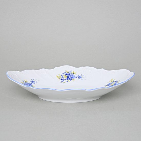 Bread basket 34 cm, Thun 1794 Carlsbad porcelain, BERNADOTTE Forget-me-not-flower