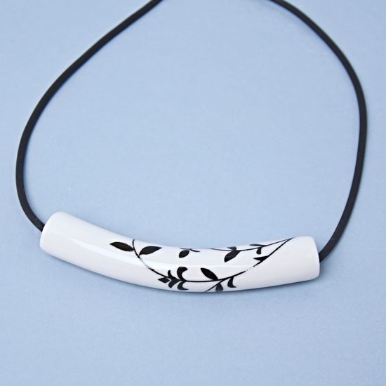 Náhrdelník: Dutinka - černý cibulák, Porcelánové šperky Ateliér Mallys
