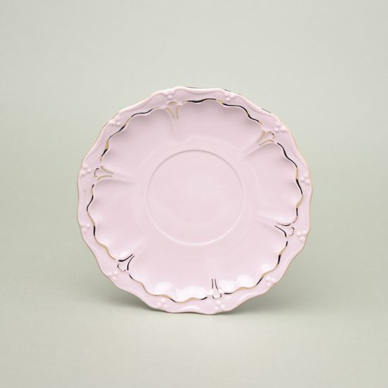 Podšálek 17 cm, Růžový porcelán z Chodova