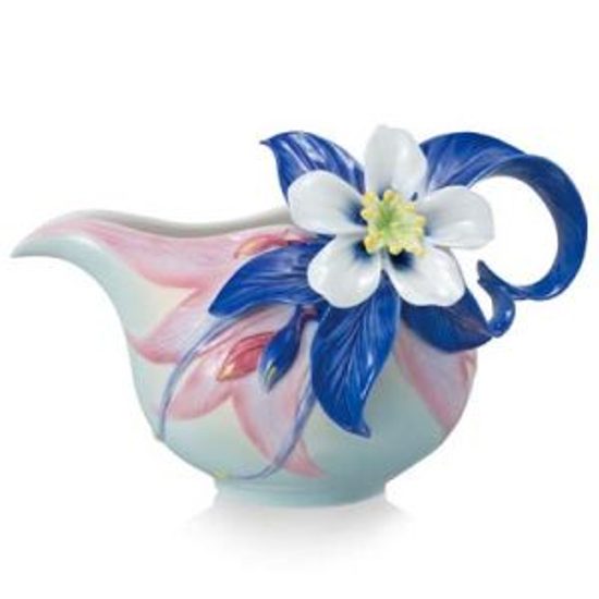 Columbine wildflowers design sculptured porcelain creamer 11 cm, Porcelain FRANZ