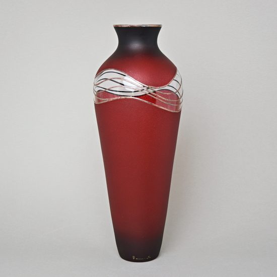 Studio Miracle: Vase Red, 37,5 cm, Hand-decorated by Vlasta Voborníková