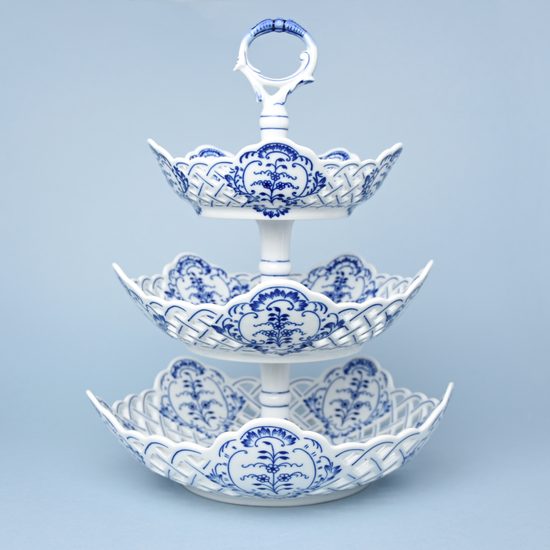 3-Compartement Dish Perforated Bowls19 + 24 + 28 cm, Original Blue Onion Pattern