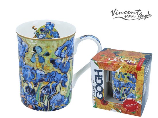 Hrnek 360 ml, V. van Gogh, Kosatce, kostní porcelán Carmani