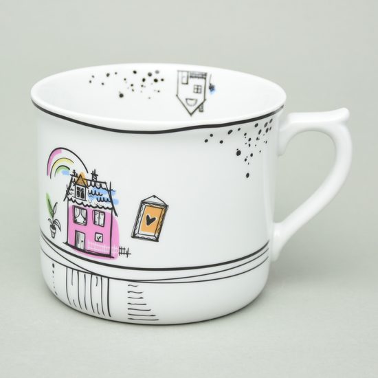 Hrnek Vařák obří 700 ml, růžový domeček, Leander Loučky