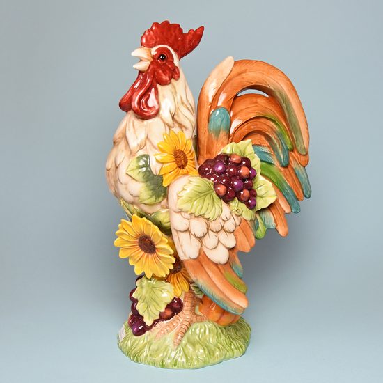Lamart: The Cock With A Sunflower, 38 cm, Porcelain Figures of Cocks Lamart