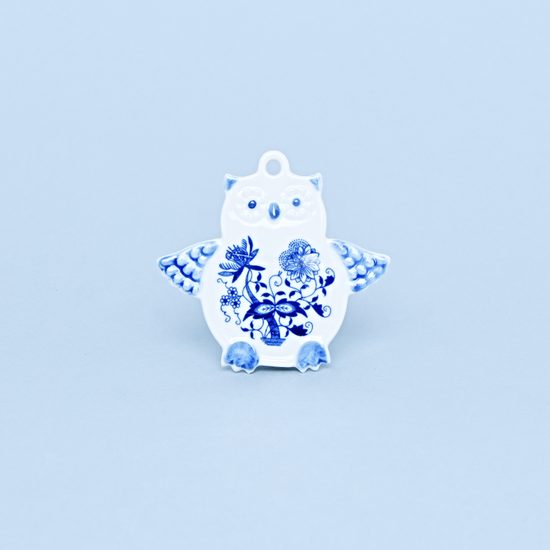 Christmass decoration Owl 9 x 8,5 cm, Original Blue Onion Pattern