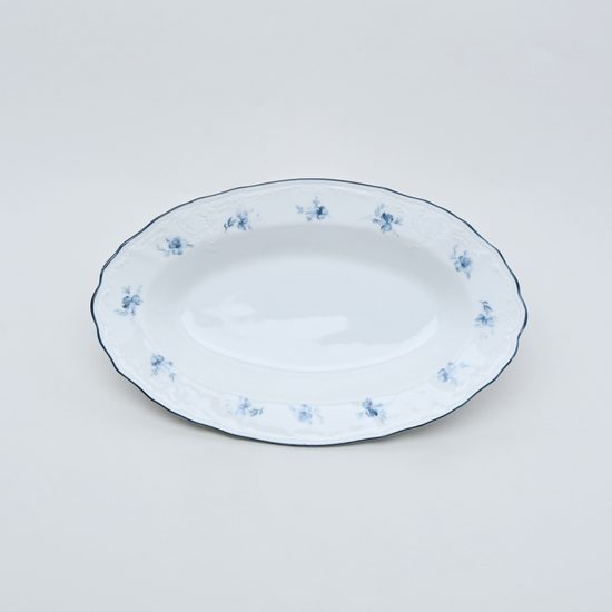 Dish oval 24 cm (side dish), Thun 1794 Carlsbad porcelain, BERNADOTTE blue flower