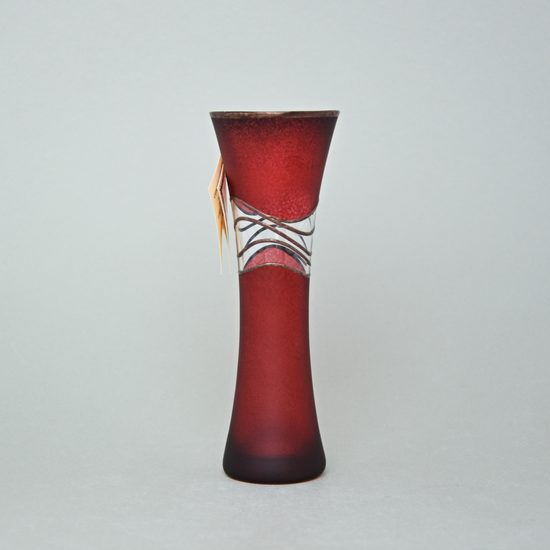 Studio Miracle: Vase Dark Red, 19,5 cm, Hand-decorated by Vlasta Voborníková