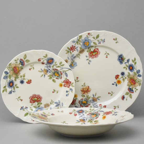BERNADOTTE chinese flowers: Plate set for 6 pers., Thun 1794, karlovarský porcelán