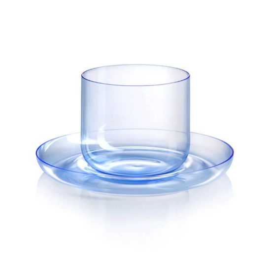 Cup 265 ml + saucer 135 mm DROP for cappuccino, Light Blue, Kvetna 1794 Glassworks
