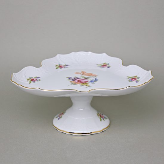 Platter triangular 27 cm footed, Thun 1794 Carlsbad Porcelain, BERNADOTTE Meissen Rose