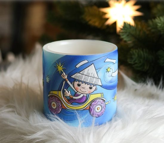 Tea light (LED) Latern with 3D illustration Večerníček, Glassor