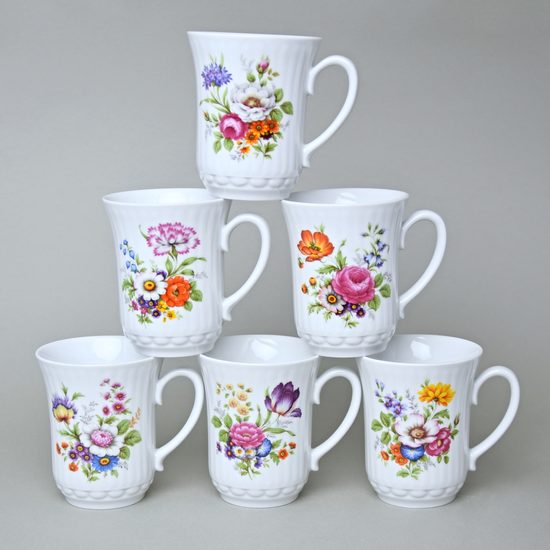 Mug Derby 250 ml, set 6 pcs., colorful flowers, Český porcelán a.s.