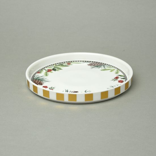 Platter round 20 cm, Cones and holly, new bone china EGAN