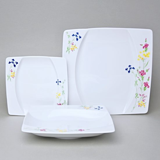 EYE luční kvítí, Talířová sada pro 6 osob, Thun 1794, karlovarský porcelán