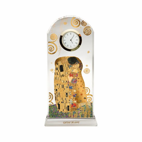 Hodiny stolní II. 23 cm, sklo, Polibek, G. Klimt, Goebel