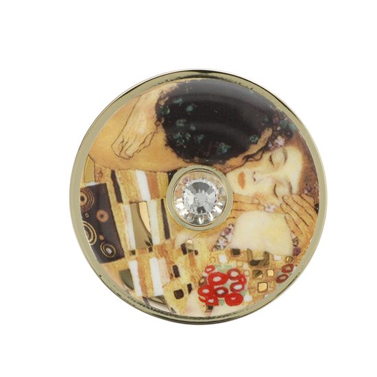 Brooch - The Kiss, 5 / 5 / 1 cm, porcelain, G. Klimt, Goebel
