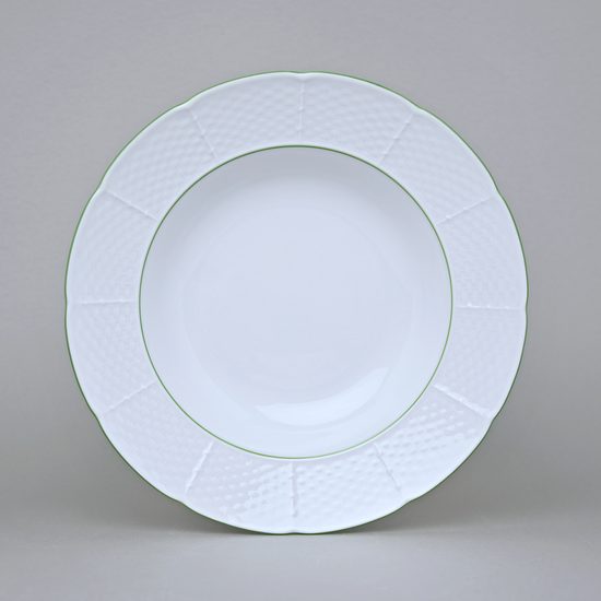 7047703: Deep plate 23 cm, Thun 1794, karlovarský porcelán, NATÁLIE light green lines