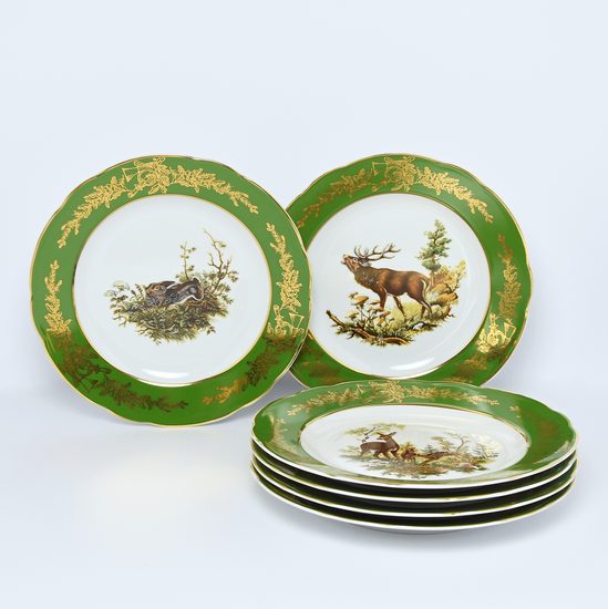 Plate - Dinner set for 6 pers., 25 cm, Mary-Anne, Green Hunter, Leander 1907