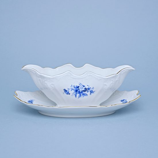 Sauce boat 0,5 l, Thun 1794 Carlsbad porcelain, BERNADOTTE blue rose
