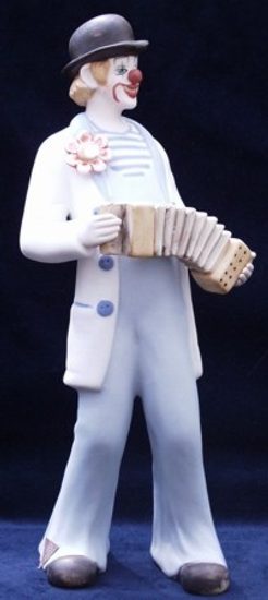 Clown With Accordion, 9 x 9 x 24 cm, Porcelain Figures Duchcov