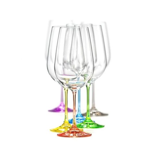 Viola 550 ml Rainbow - colour set, Red wine glass, 6 pcs., Crystalex
