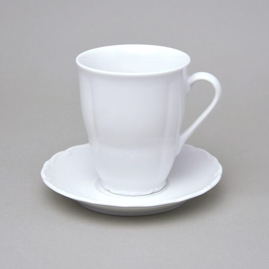Verona white: Mug tall 320 ml + saucer 15 cm, G. Benedikt 1882, bottom sign