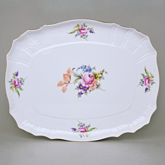 Podnos čtyřhranný 40 cm, Thun 1794, karlovarský porcelán, BERNADOTTE míšeňská růže