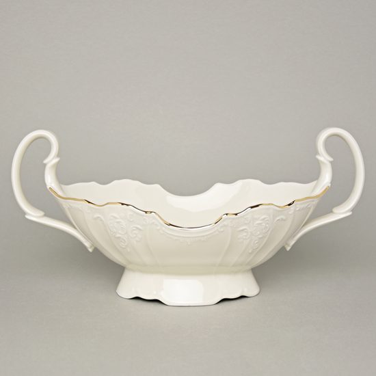 Fruit bowl with handles 36 cm, Thun 1794 Carlsbad porcelain, Bernadotte ivory  plus  gold